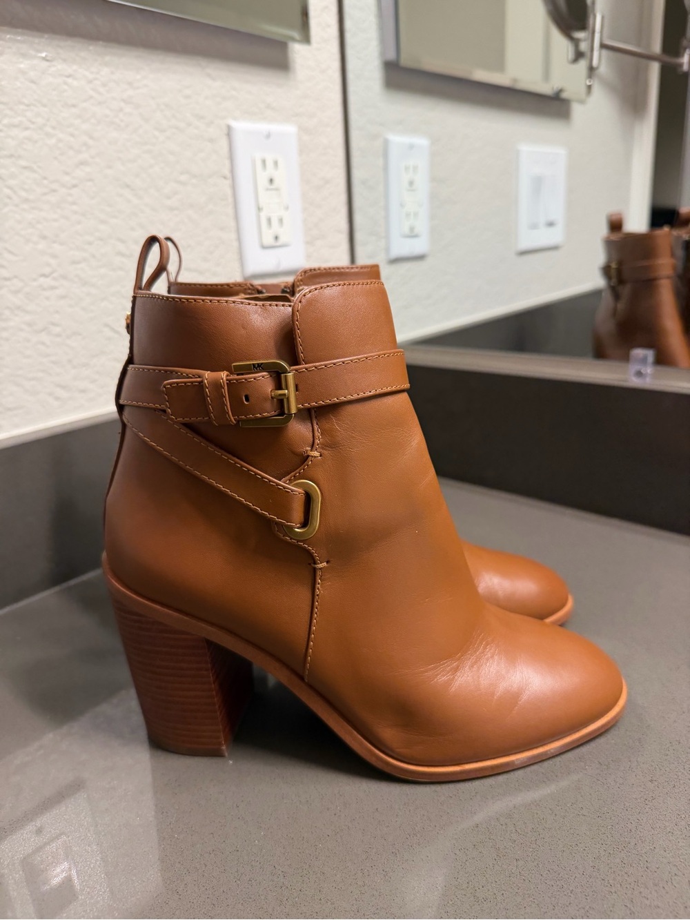 MICHAEL Michael Kors Cognac Leather Heel Ankle Boots
